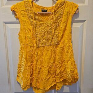 Torrid Yellow Lacy Short Sleeve Top